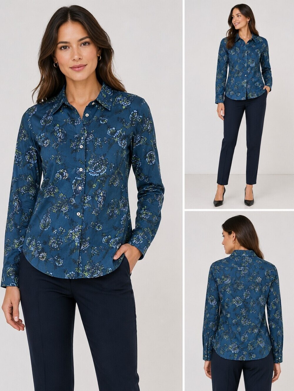 Talbots Floral Button Down Shirt Women’s Small Blue Green Paisley Print